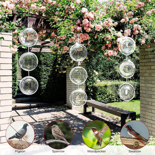 3D Stainless Steel Bird Deterrent Wind Spinner Garden Decor And Pest Control Repellents & Deterrents