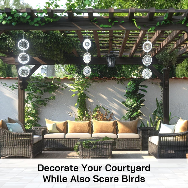 3D Stainless Steel Bird Deterrent Wind Spinner Garden Decor And Pest Control Repellents & Deterrents