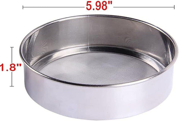 6 Inch Small Tamis 18/8 60 Mini Fine Mesh Flour Sieve Sifter Round Stainless Steel Colanders Strainers & Sifters