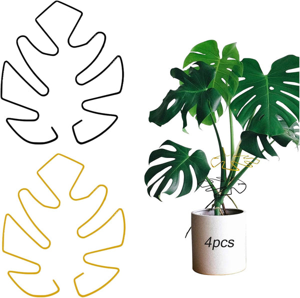 4Pcs Iron Plant Stem Supports Monstera Outdoor Indoor Accessories 2 Colour Turtle Shell Bamboo Clamp Set For Thriving Growth (Gold+Black) Plant Ties &