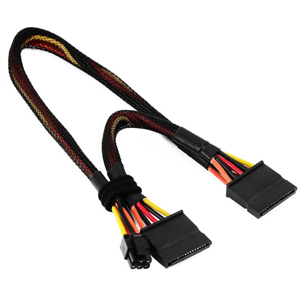 Sata 15 Pin X2 To Mini 6 Atx Cord Compatible With Dell Inspiron 3653 3650 Hdd Power Cable 12Inch/30Cm External Hard Disk Drives
