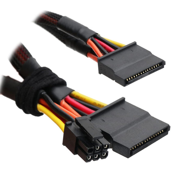 Sata 15 Pin X2 To Mini 6 Atx Cord Compatible With Dell Inspiron 3653 3650 Hdd Power Cable 12Inch/30Cm External Hard Disk Drives