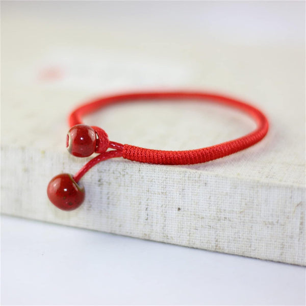 Men Women Lucky Ceramic Bead Red String Bracelet Hand Braided Bangle Durable And Useful Charms & Charm Bracelets
