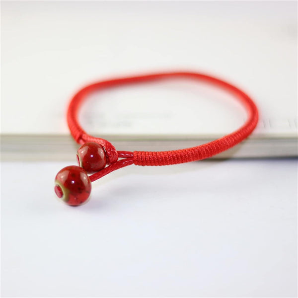 Men Women Lucky Ceramic Bead Red String Bracelet Hand Braided Bangle Durable And Useful Charms & Charm Bracelets