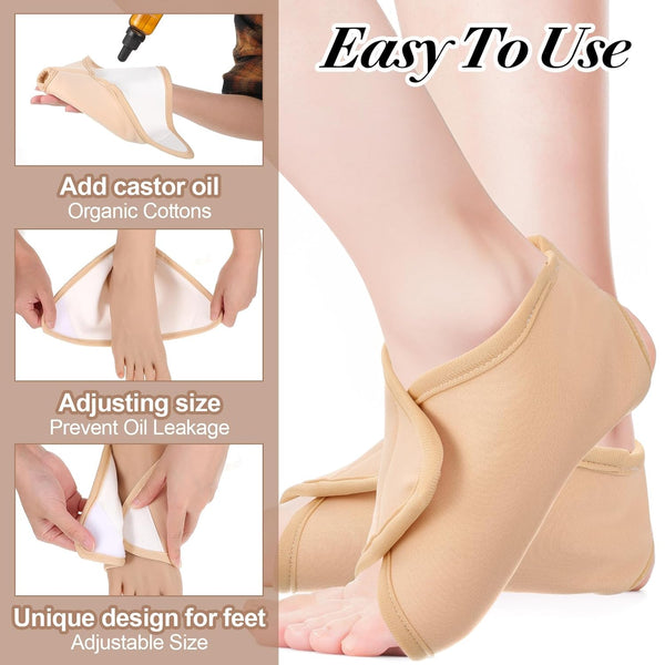 Castor Oil Pack Wrap For Ankle Reusable Adjustable Feet Brace Cloth Relief Gifts Men Women Mom Dad Wife Orthotics Braces & Sleeves