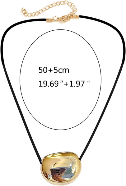 Oval Bead Clavicle Chain Fashionable Geometric Pendant Necklace Necklaces & Pendants