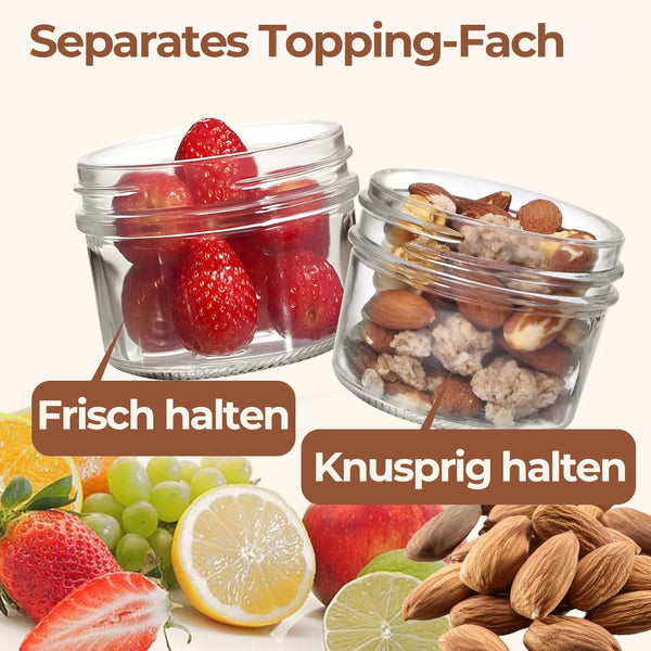 2 Pack 16 Oz Overnight Oats Containers With Lids Dual Laryer Chia Pudding Jars Dry And Wet Separation Yogurt Parfait Cups For Oatmeal Cereal Nut Fruit