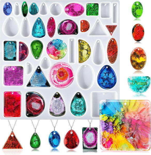 38 Cavity Resin Jewelry Molds For Pendants Necklaces & Keychains Earrings