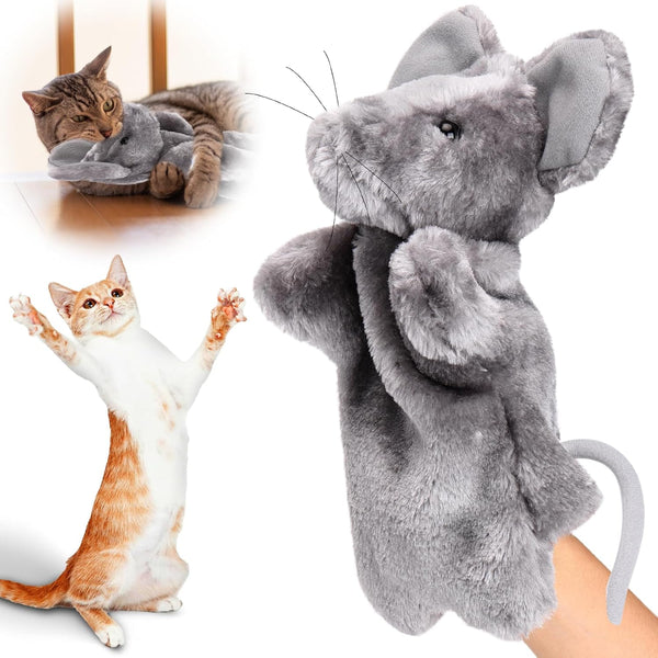 Cat Wrestling Toy Puppet Mouse Puppets Enrichment Toys For Bored Indoor Cats Safe Glove Hand Interactive (Mouse) Cat Toys