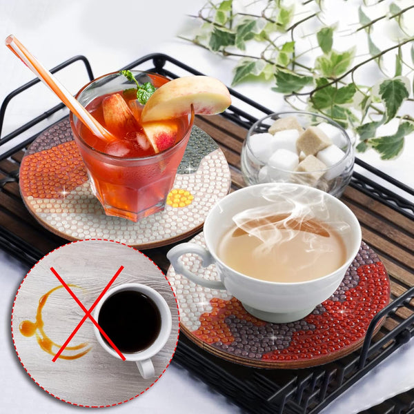 8Pcs Abstract Diamond Art Diy Boho Kits For Adults & Kids Coasters
