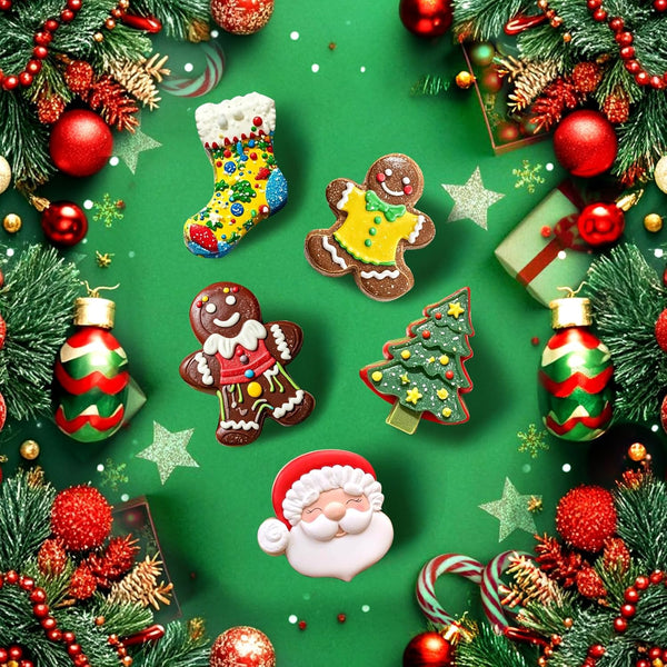 Christmas Silicone Molds 12 Cavities Chocolate Deep 3D Trees Stockings Gingerbread Man For Baking Candy Cake Jelly Cookie Green Sugarcraft & Chocolate