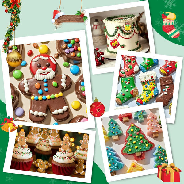 Christmas Silicone Molds 12 Cavities Chocolate Deep 3D Trees Stockings Gingerbread Man For Baking Candy Cake Jelly Cookie Green Sugarcraft & Chocolate