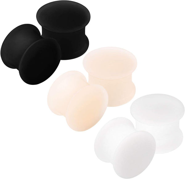 Kjm Fashion 6 X Black Silicone Double Flared Ear Stretcher Expander 6Pcs 12Mm Sn Wt Body Piercing Jewellery