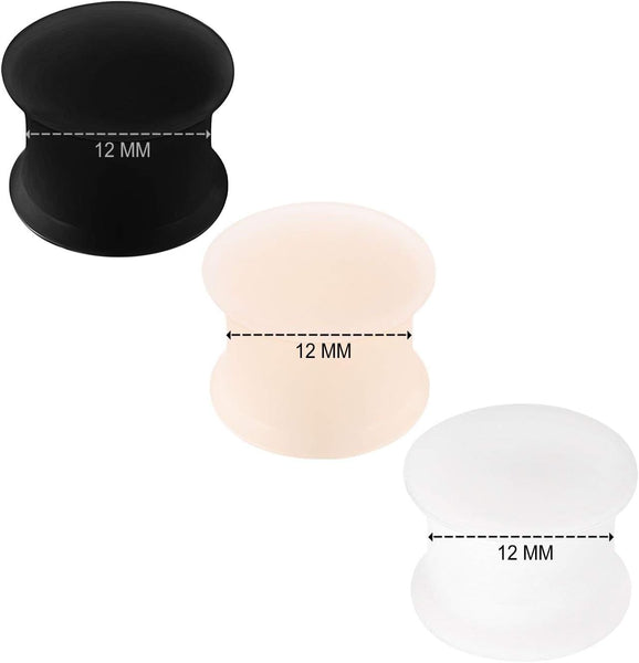 Kjm Fashion 6 X Black Silicone Double Flared Ear Stretcher Expander 6Pcs 12Mm Sn Wt Body Piercing Jewellery