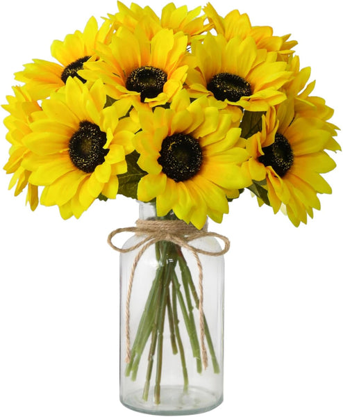 Artificial Sunflower Bouquet With Vase Realistic Silk Flowers For Home Decor Artificial Plants