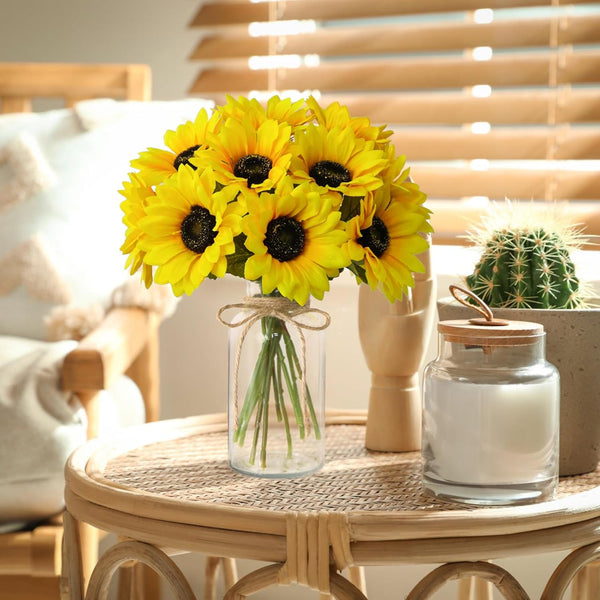 Artificial Sunflower Bouquet With Vase Realistic Silk Flowers For Home Decor Artificial Plants