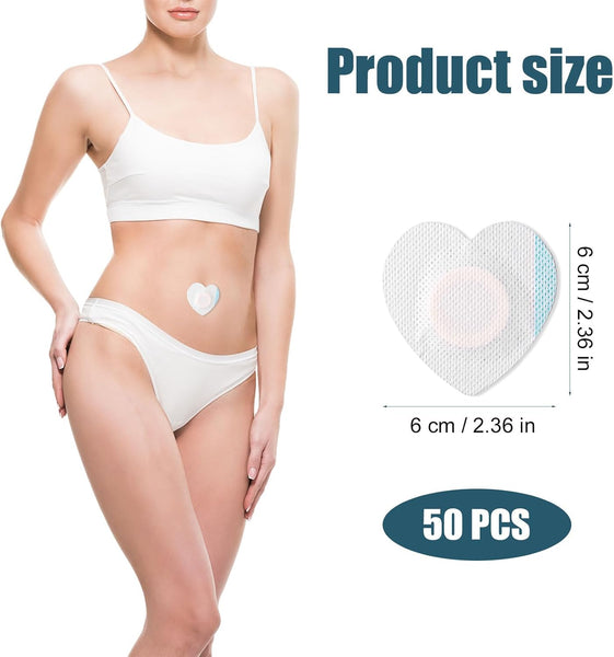 50Pcs Castor Oil Wrap For Belly Button Heart Shape Self Adhesive & Highly Absorbent Pack Pad Patches Waterproof Disposable Cover Stickers (Oils Not In
