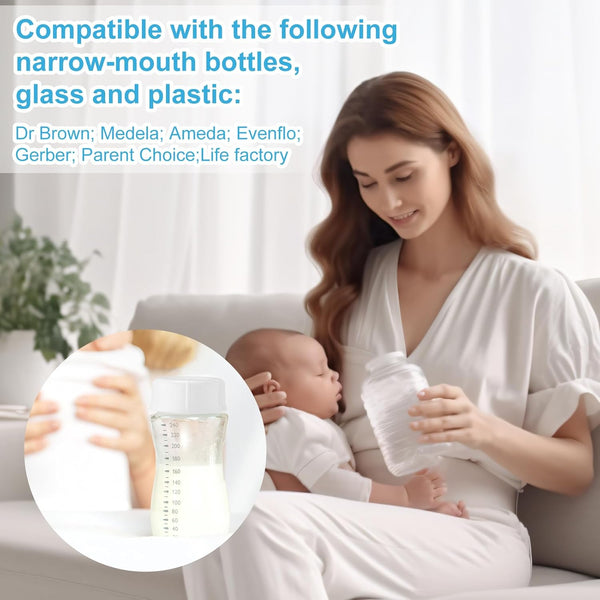 10Pcs Narrow Baby Bottle Caps For Dr Brown & Medela Bottles Bpa Free Travel And Storage Lids Replacement Parts With Sealing Gasket Ameda Accessory (Wh