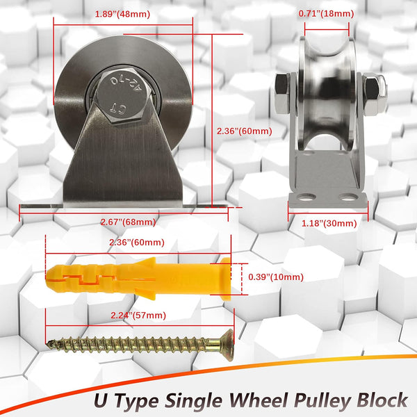 Groove Wheel Pulley Stainless Steel Block Super Silent Single For Diy Gym Equipmentsliding Gate Detachable Duplex Bearing With Mounting Screws And Exp