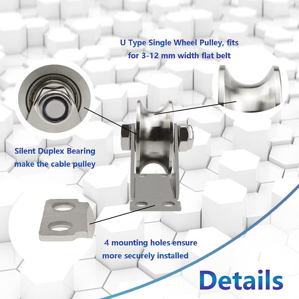 Groove Wheel Pulley Stainless Steel Block Super Silent Single For Diy Gym Equipmentsliding Gate Detachable Duplex Bearing With Mounting Screws And Exp