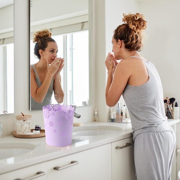 Mini Wastebasket Small Purple Trash Can Office Plastic Garbage For Bathroom Vanity Desktop Or Living Room (Purple Mini) Rubbish Bins