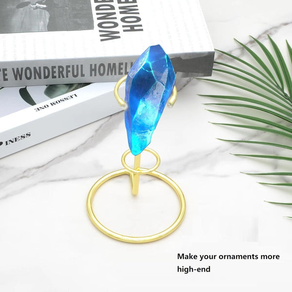 4 Small Crystal Rod Iron Gemstone & Mineral Holder (Large Silver) Display Stands