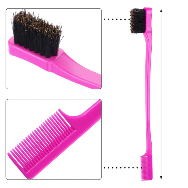 10 Pcs Edge Brush 2 In Double Sided Hair Edges Brushes And Combs Combo Pack Smooth Grooming Control (Rose Black) Brushes & Combs