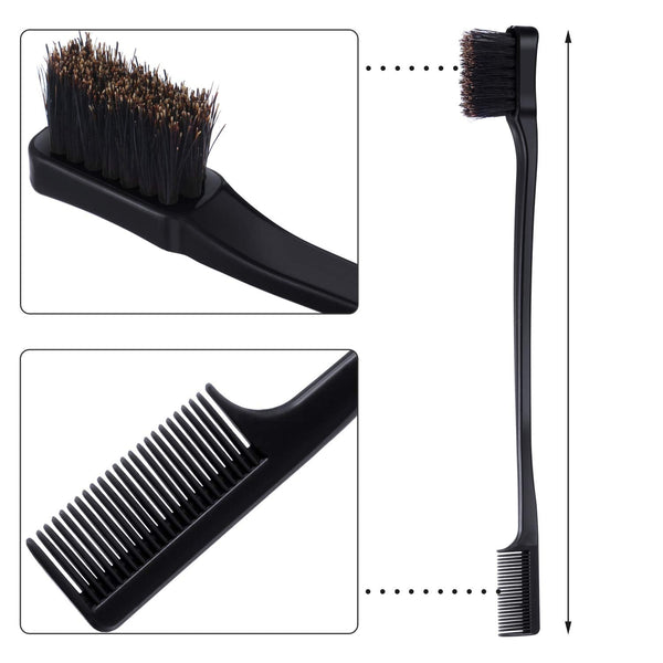 10 Pcs Edge Brush 2 In Double Sided Hair Edges Brushes And Combs Combo Pack Smooth Grooming Control (Rose Black) Brushes & Combs