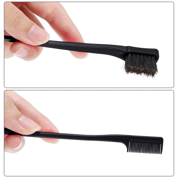 10 Pcs Edge Brush 2 In Double Sided Hair Edges Brushes And Combs Combo Pack Smooth Grooming Control (Rose Black) Brushes & Combs
