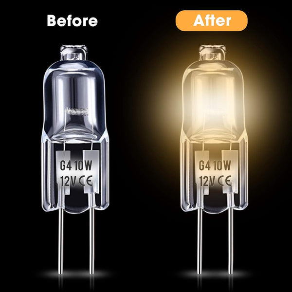 G4 Halogen Lamps 10W 12V Warm White 20 Pack 20Pcs Light Bulbs