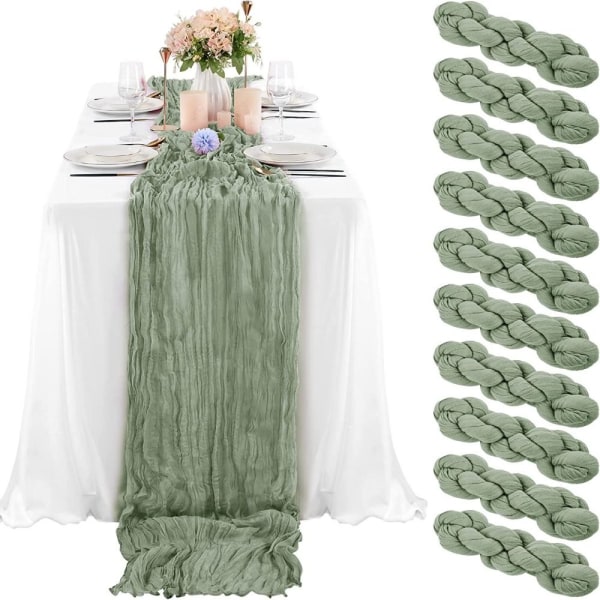 Light Green Cheesecloth Table Runner Loose Woven Table Runners