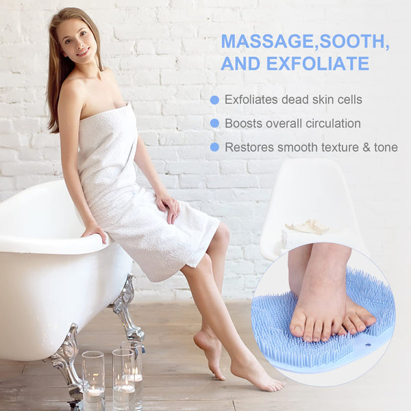 Foot Scrubber For Shower Cleaning Massage Mat With Non Slip Suction Cups And Bathroom (Blue) Foot Creams & Treatments
