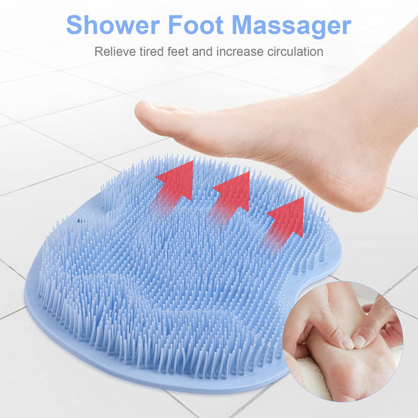 Foot Scrubber For Shower Cleaning Massage Mat With Non Slip Suction Cups And Bathroom (Blue) Foot Creams & Treatments