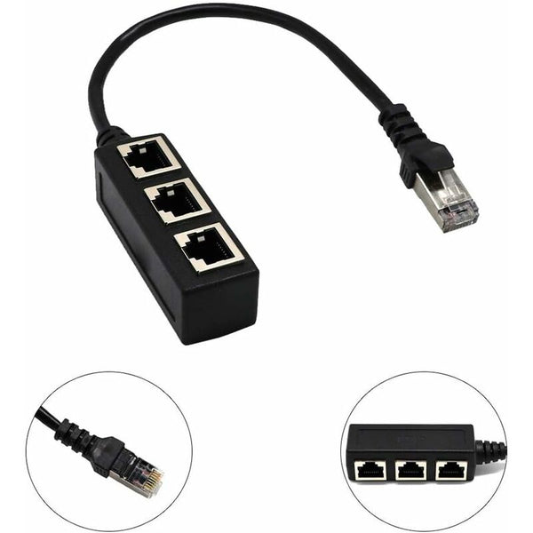 Rj45 Ethernet Splitter 1 To 3 Port Network Cable Adapter Ethernet Cables (Rj 45/8P8c)