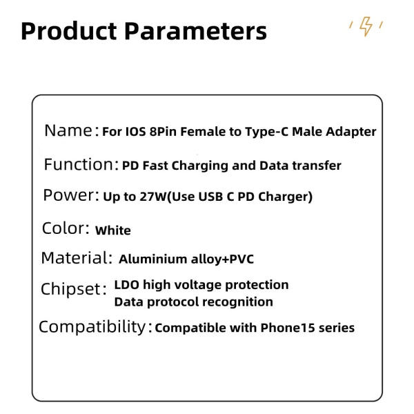 Compatible With Iphone Lightning To Usb Adapter E.G. 15 White Cables & Adapters