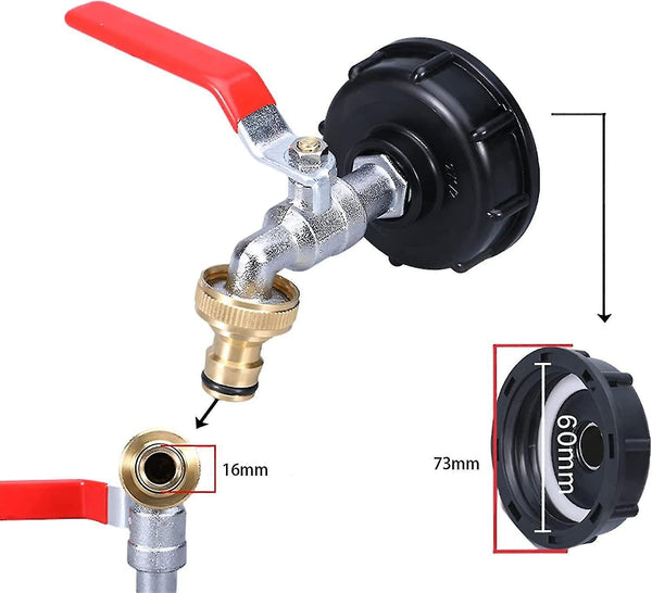 1000L Tank Tap With Garden Hose Connector S60x6 Ibc Connection Connectors Valves & Accessories