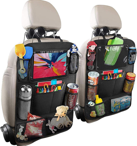 2 Pack Universal Car Back Seat Mobile/Tablet Multiple Holders Black Seat Covers