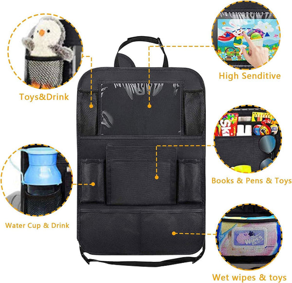 2 Pack Universal Car Back Seat Mobile/Tablet Multiple Holders Black Seat Covers