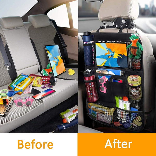 2 Pack Universal Car Back Seat Mobile/Tablet Multiple Holders Black Seat Covers