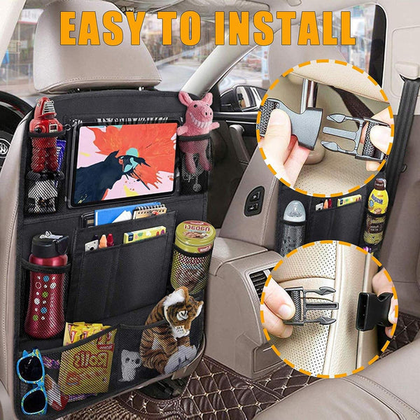 2 Pack Universal Car Back Seat Mobile/Tablet Multiple Holders Black Seat Covers