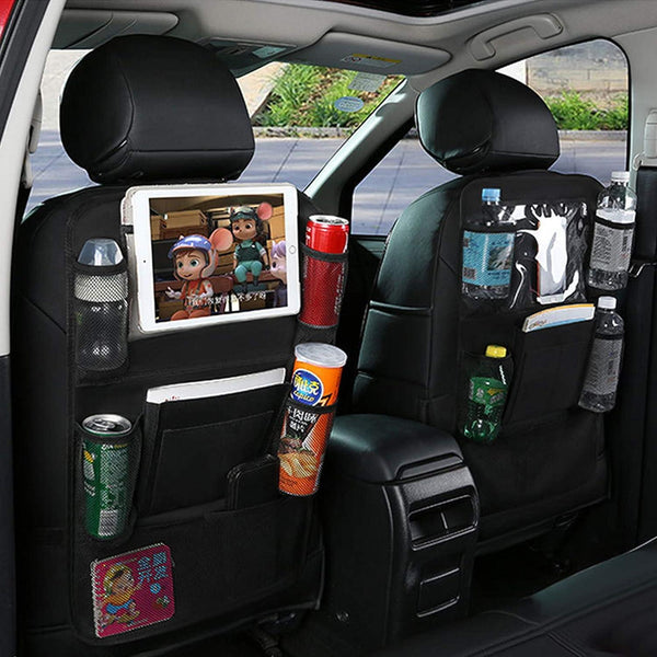 2 Pack Universal Car Back Seat Mobile/Tablet Multiple Holders Black Seat Covers