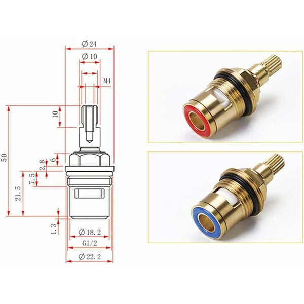 Compatible With 1/2 Ceramic Faucet Insert Hot And Cold Kitchen Taps