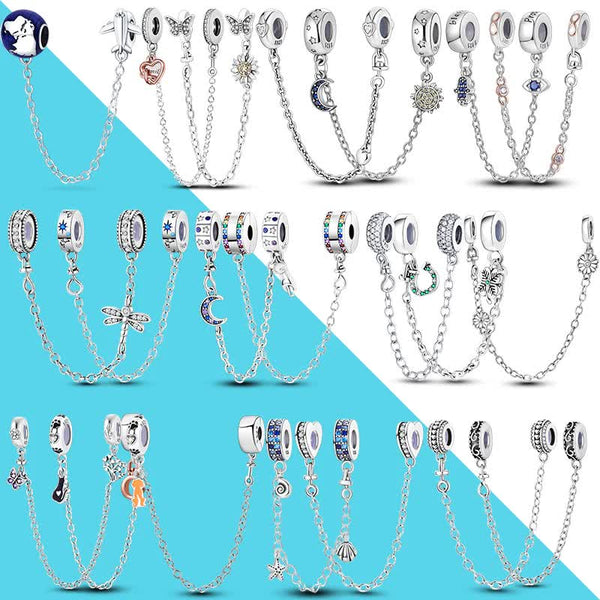 925 Sterling Silver Clip Charms Safety Chain Silicone Stopper Bead Fit Jewelry Making For Bracelet T Diy Ptc512 Craft Beads