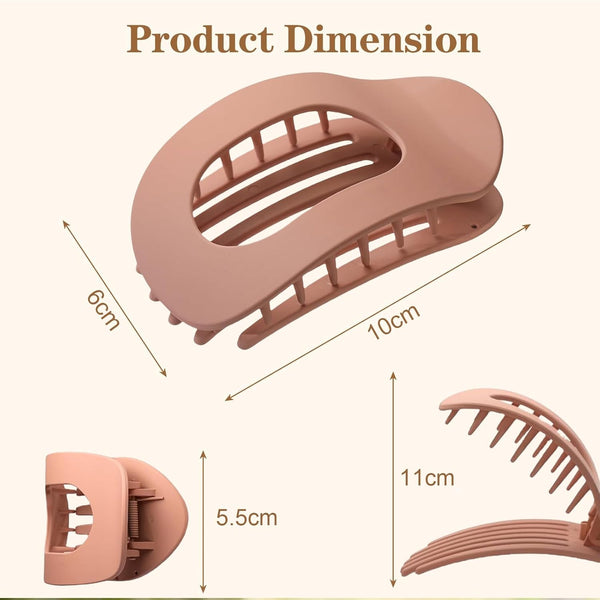 Set Of 4 Brown Matte Flat Hair Clips For Women Comfortable & Secure Hold Hair Accessories
