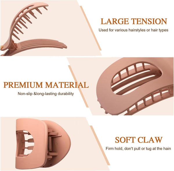 Set Of 4 Brown Matte Flat Hair Clips For Women Comfortable & Secure Hold Hair Accessories