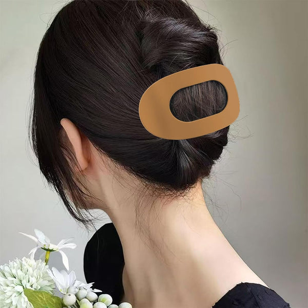 Set Of 4 Brown Matte Flat Hair Clips For Women Comfortable & Secure Hold Hair Accessories
