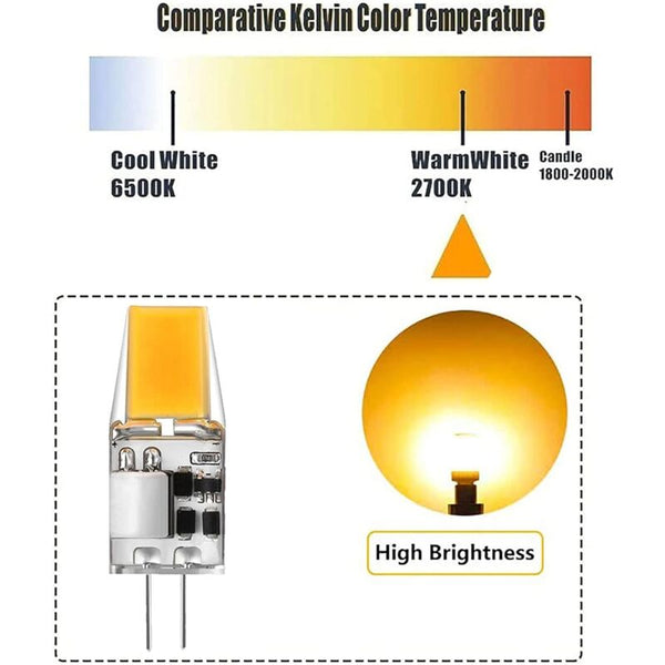 G4 Led Bulbs 6 Pack 5W Warm White 3000K Compatible With Halogen Ac/Dc 12V No Flicker 360 Beam Angle Light Bulbs