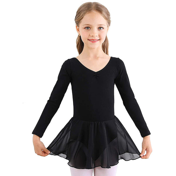 Black Ballet Dress For Girls With Long Sleeves Tulle Skirt Size 130 Cm Unisex Costumes