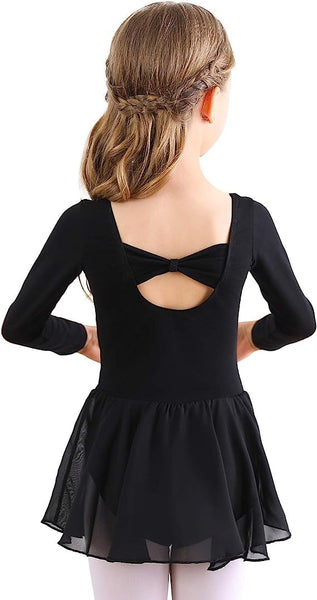Black Ballet Dress For Girls With Long Sleeves Tulle Skirt Size 130 Cm Unisex Costumes