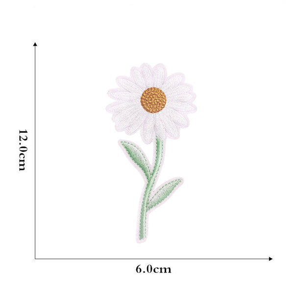 12 Pieces Embroidered Patches Iron On Fabric Sew Floral Pattern Mini Sunflower For Clothes Jeans Hat Backpacks Other Sewing